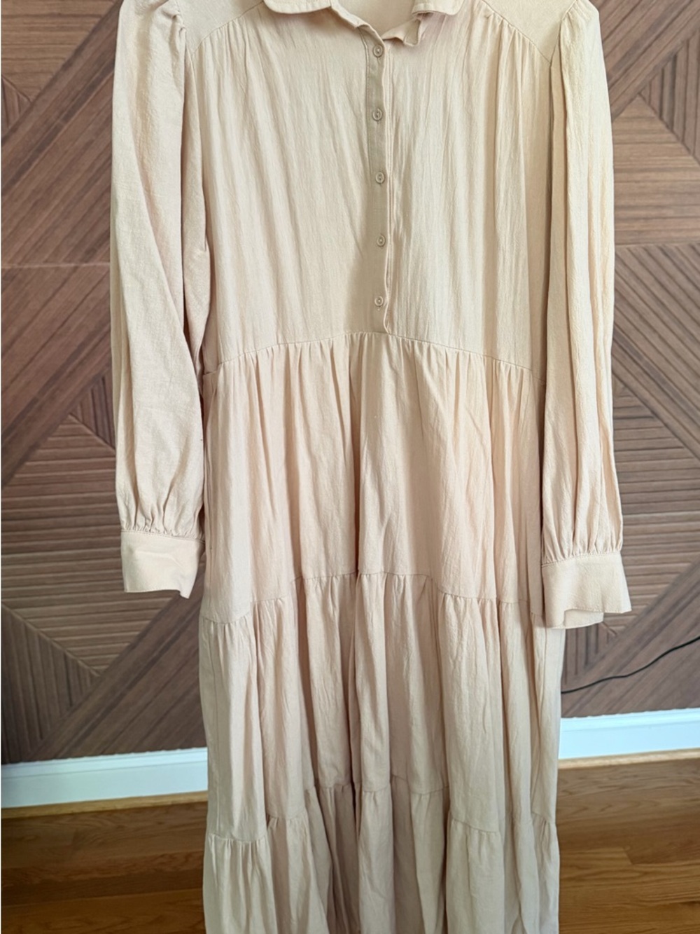 TALULAH Long Sleeve Tiered Dress in Light Beige